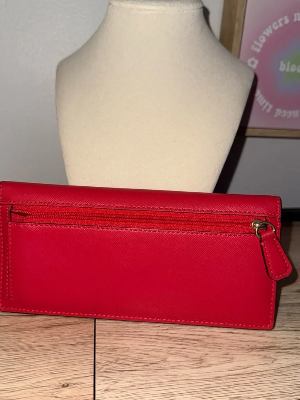 Coach Saffiano Red Leather Wallet with Gold Logo